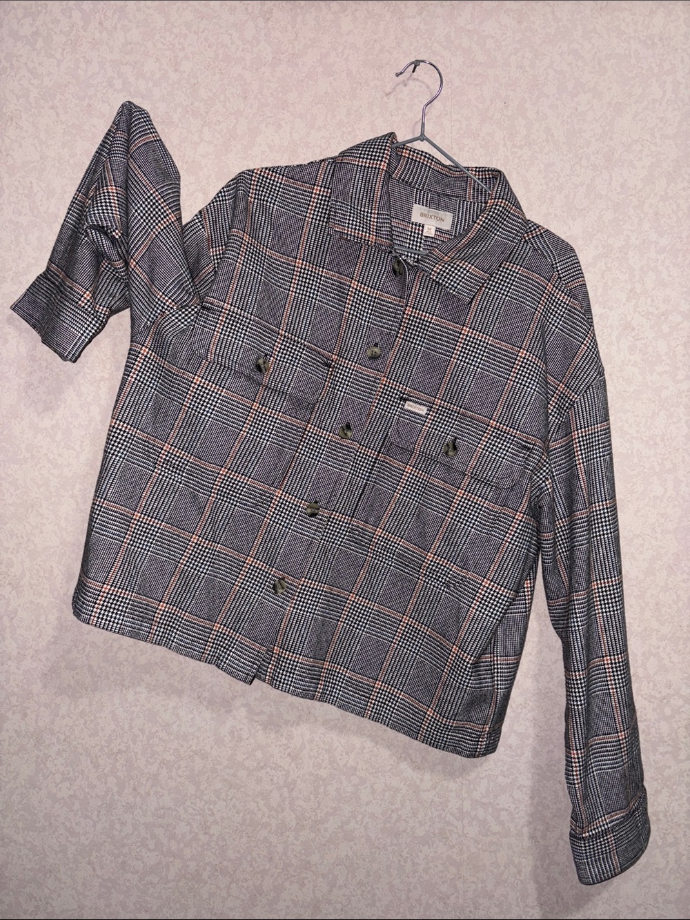 Brixton Gray Plaid Shacket with Orange Windowpane